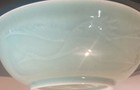 Vtg Chinese Porcelain 9  Celadon Shallow Serving Bowl Crane Clouds Makers Mark