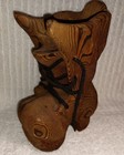 Vintage Wooden Boot Shoe Handcarved Lace Up Handmade Collectible Folk Art Rare