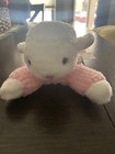 Eden Lamb Plush Pink Waffle Knit Terry Cloth Floppy Baby Lovey Laying Down