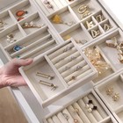 Portable Velvet Jewelry Organizer Tray With 3 To 12 Grids Storage Box