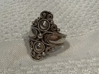 Vintage 925 Sterling Silver Scandinavian Filigree Large Statement Folk Ring