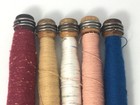 Vtg Wooden Sewing Bobbin With Thread  Yarn S 5 Lot 5 