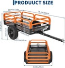 Atv Utility Trailer 1500lb 15cuft Pull Behind Removable Sides Steel Cart