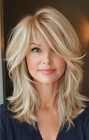 Layered Cut Blonde Wig With Bangs Human Hair Lace Front Wigs
