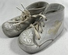 Vintage 1948  c  Stride Rite Baby Shoes White Leather  High Top D7 B4747 8d