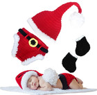 Newborn Baby Christmas Santa Knitted Crochet Photography Prop Costume Outfits