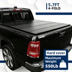 5 7 5 8ft 4-fold Hard Tonneau Cover For 2009-2026 Ram 1500 Truck Bed W  Led Lamp