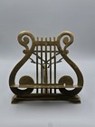 Vtg Penco Brass Metal Lyre Harp Shaped Sheet Music Stand 11  Tall   Adjustable