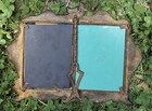 Antique French Art Nouveau Floral Cast Iron Double Vanity Mirror 