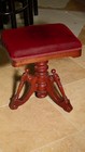 Antique Piano organ Stool Walnut  pat may 6 1873 swivel Seat Velvet Upholstery 