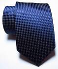 New Classic Checks Dark Blue White Jacquard Woven 100  Silk Men s Tie Necktie