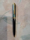 Pelikan Gold Plated Trim Green Stripe Cap  Black Resin Barrel Ball Point Pen 