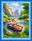 Fishing Teddy Fabric Baby Quilt Panel 36  X 45   Teddy Bear  Horse