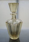 Vintage Czech Citrine Glass Decanter Set W  2 Shot Glasses Fluted Mid Century