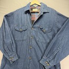 Vintage Campus Shirt Jacket Mens Medium Denim Flannel Lined Chore Shacket