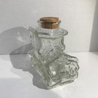 Vintage Clear Glass Antique Car Coin Bank With Cork Vgc