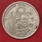 1868 Yb Peru Un Sol Silver Coin 90  25g 22 5g Asw