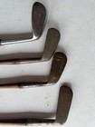 Set Of Antique Wood Shaft Golf Clubs Mashie  Mashie-niblick  2 Iron  And Putter
