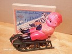 Vintage Wind Up Lucky Sledge Celluloid Boy On A Sled Made In Occupied Japan W bx