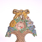 Vintage Hubley Cast Iron Paint Basket With Bow Door Stop