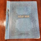 Vintage Scrapbook Album 1950s  Ephemera Clippings Blue 19 Pages History School