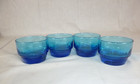 Set Of 4 Vtg Mid Century Modern Turquoise Heavy Bottom Lowball Bar Glasses