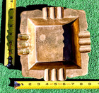 Vintage 8 5x8 5 golden Retro Large Heavy Duty Brass Cigar cigarette Ash Tray Guc