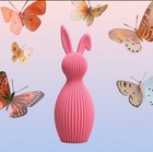 Adorable Pink Bunny Sculpture     Modern Ribbed Design Home Decor