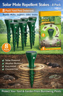 Solar Mole Repellent Stakes 8 Pack     Outdoor Yard Gopher Vole Snake Deterrent