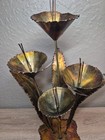 Vintage Mcm Tulip Lily Brutalist Flower Sculpture Metal Bronze 50 s Modern