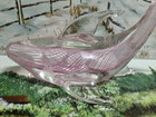 Vtg Murano Italy Pink And Clear Dolphin Statue With Latticework On Inside C1960s