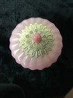 Vintage Avon Elusive Dusting Powder Dish Vanity Container Rose Pink Gold Empty 