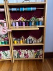 Vintage Large Portable Wood Folding Sewing Spool Thread Cabinet With Thread