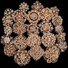 24pc Brooch Lot Mixed Alloy Rhinestone Pearl Pin Wedding Crystal Bouquet Diy Kit