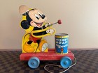 Vintage Fisher Price  476 Mickey Mouse Drummer - 1940 s - Wwii Toy
