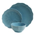 The Pioneer Woman Farmhouse Lace 12-piece Dinnerware Set  Embossed Light Blue