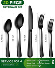 20 Piece Black Silverware Set  Stainless Steel Flatware Set For 4 Food Grade Cut