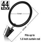 44pcs Curtain Rings With Clips Hooks 1 5 Inch Rustproof Matte Metal Stainless   