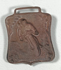 Old Embossed Brass Motorcycle Watch Fob - 1910 s Era - Bicycle Racing
