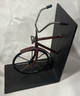 Set Of 2 Vintage Red  Heavy Cast Iron 8  Tall Bicycle Shaped Decor Bookends 