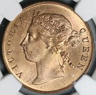 1888 Ngc Ms 64 Rd Mauritius 5 Cents Victoria Red Coin Pop 3 0  21110501c 