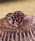 Antique Victorian Glass Button Heart Shaped Back Painted   Pink   Gold Stunning