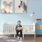 2-in-1  convertible  toddler  bed  kids  wooden  bedroom  furniture  w   guardrails  white