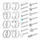 32pcs lot Nose Hoop Rings Set Surgical Steel Bar Bone Studs Piercing Ring 20g