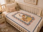 Vintage Baby Quilt Printed Panel Hand Quilted 42x32 Nursery