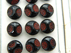 Vintage Glass Buttons 2  Sets On Store Card Czecho-slovakia Black Green 3 8 