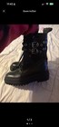 Zara Black Platform Combat Boots Buckle Lace Zip Faux Leather Mid-calf Women