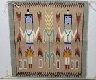 Vintage Southwestern Yei Style Pictorial Woven Textile Wall Hanging 17 In X 17in