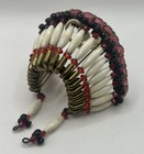 Vintage Native American Indian Hand Beaded Head Dress Rear View Mirror Decor