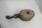 Vintage Block Tackle Pulley Wood   Cast Iron Pulley  Antique Rustic Primitive